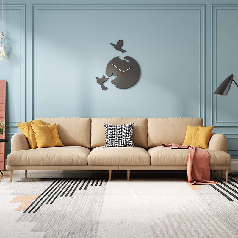 Recessed Arm Cushion Back Contemporary Cotton Living Room Sofa