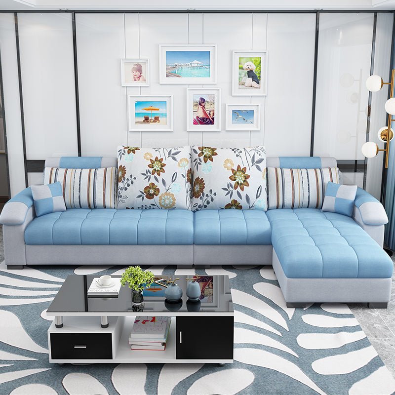 Modern Square Arm Sectionals 31.5"H High Back Sofa with Storage