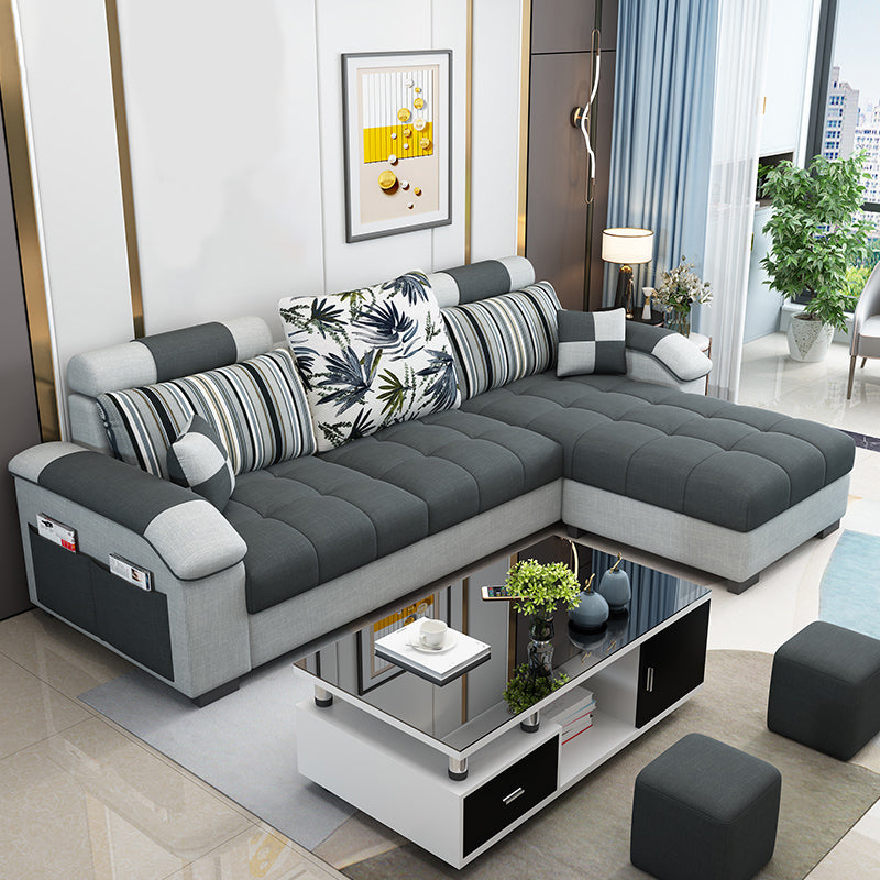 Modern Square Arm Sectionals 31.5"H High Back Sofa with Storage