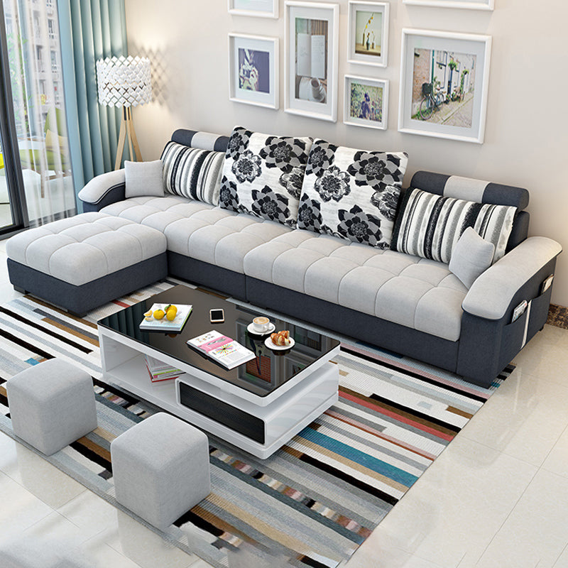Modern Square Arm Sectionals 31.5"H High Back Sofa with Storage
