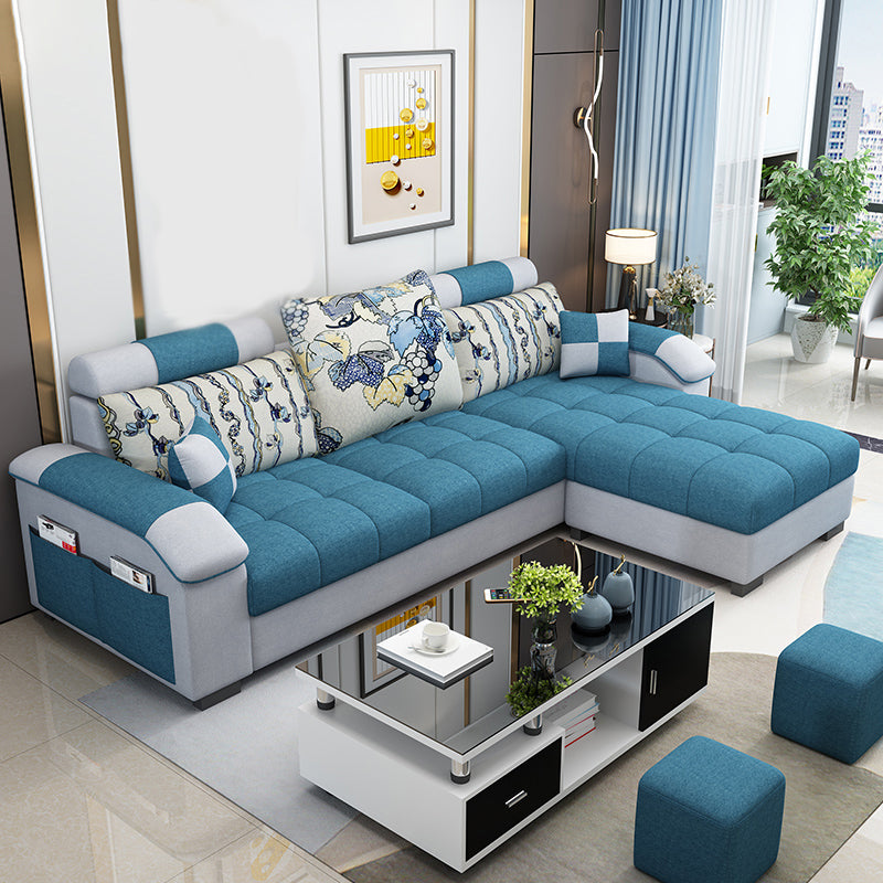 Modern Square Arm Sectionals 31.5"H High Back Sofa with Storage