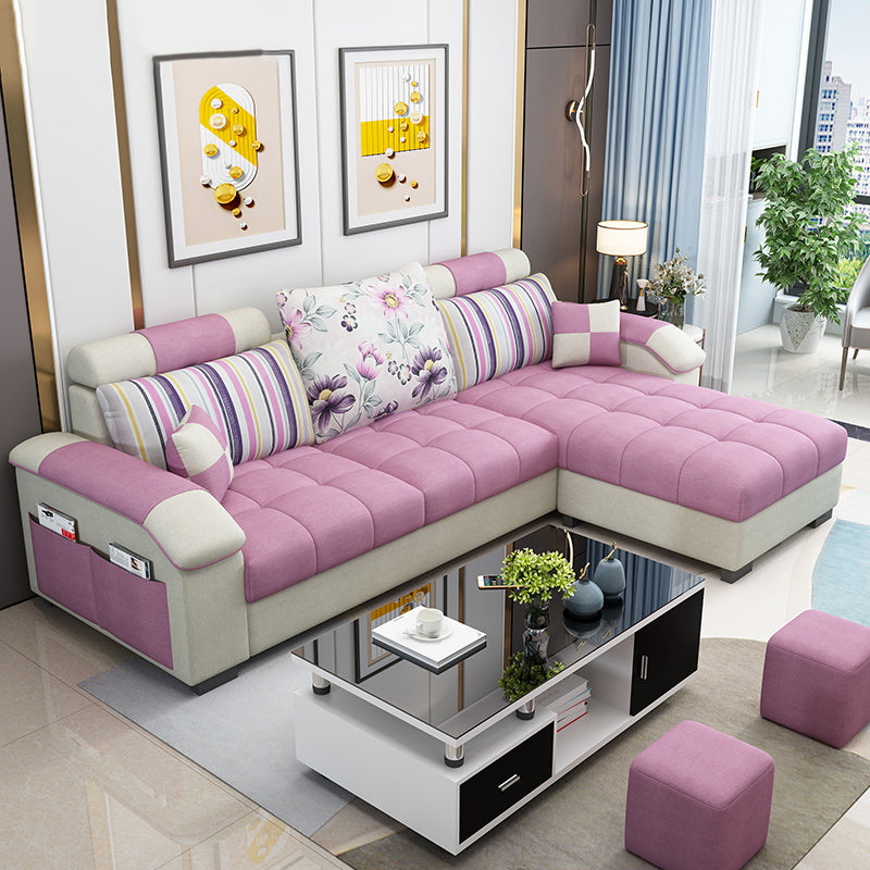 Modern Square Arm Sectionals 31.5"H High Back Sofa with Storage