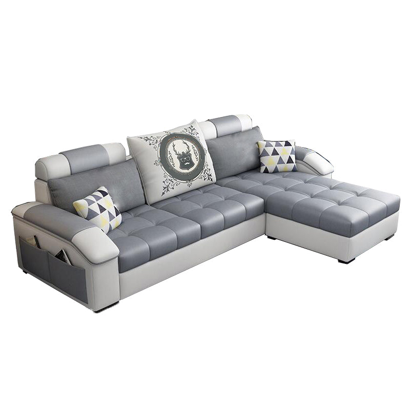 Modern Square Arm Sectionals 31.5"H High Back Sofa with Storage