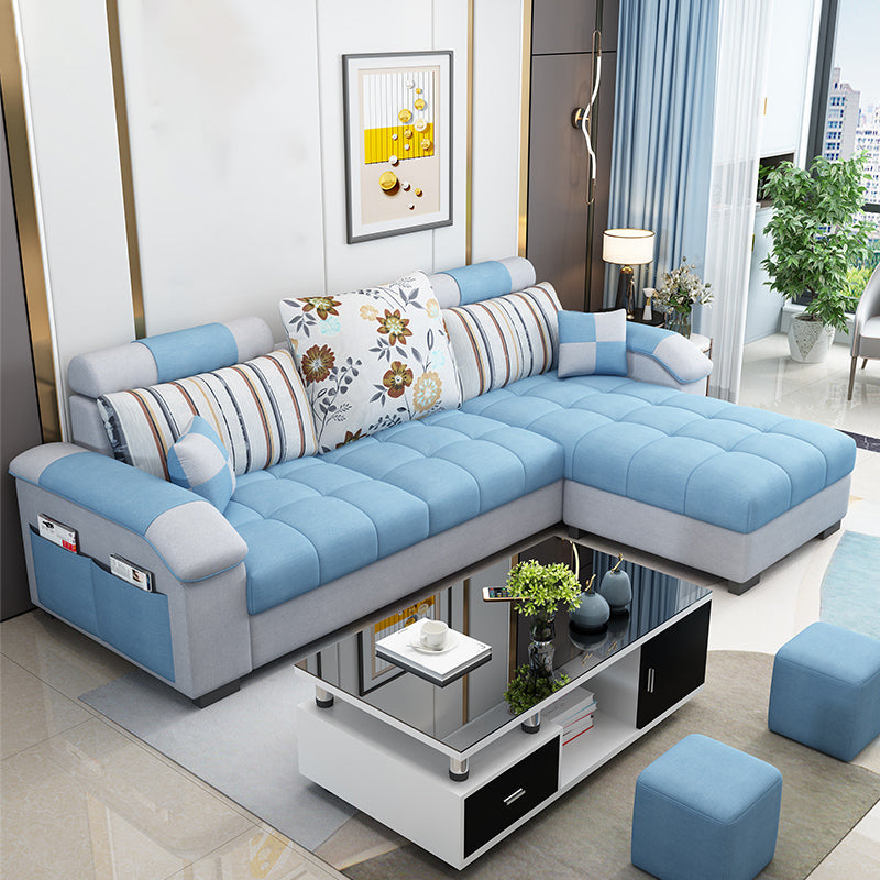 Modern Square Arm Sectionals 31.5"H High Back Sofa with Storage