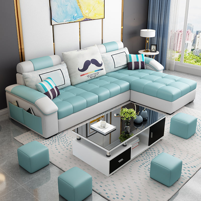 Modern Square Arm Sectionals 31.5"H High Back Sofa with Storage
