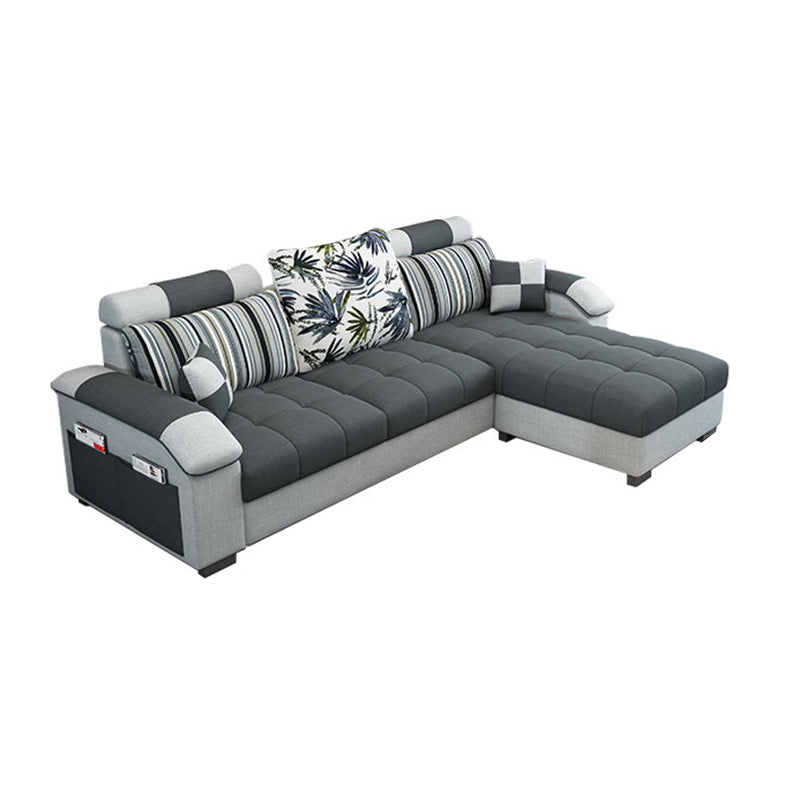 Modern Square Arm Sectionals 31.5"H High Back Sofa with Storage