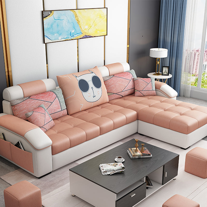 Modern Square Arm Sectionals 31.5"H High Back Sofa with Storage