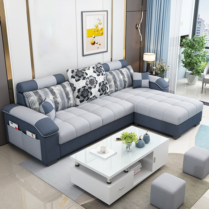 Modern Square Arm Sectionals 31.5"H High Back Sofa with Storage