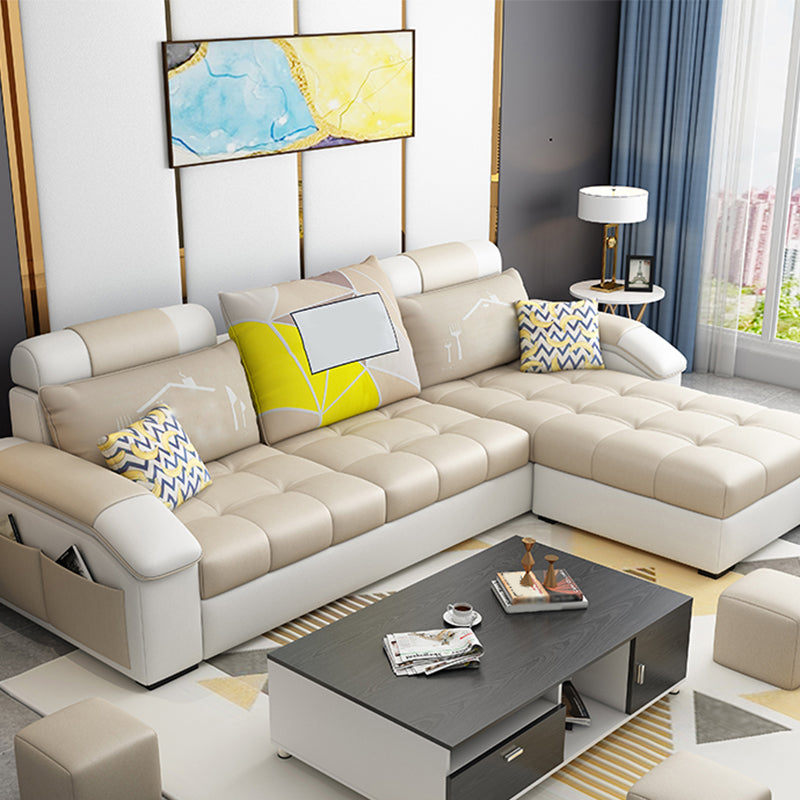 Modern Square Arm Sectionals 31.5"H High Back Sofa with Storage