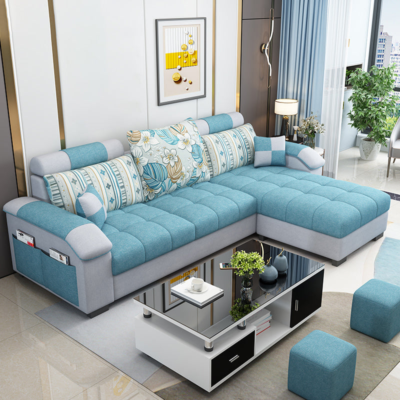 Modern Square Arm Sectionals 31.5"H High Back Sofa with Storage