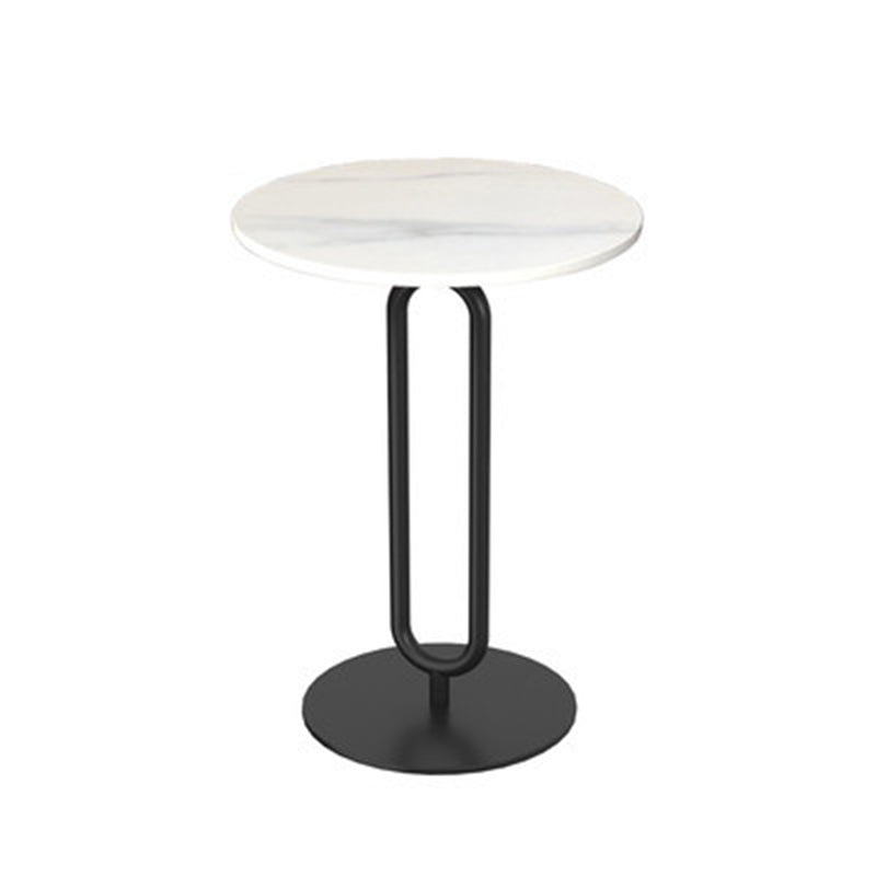 21.65" Tall Pedestal Side Table Mid-Century Modern Round Stone Top End Table