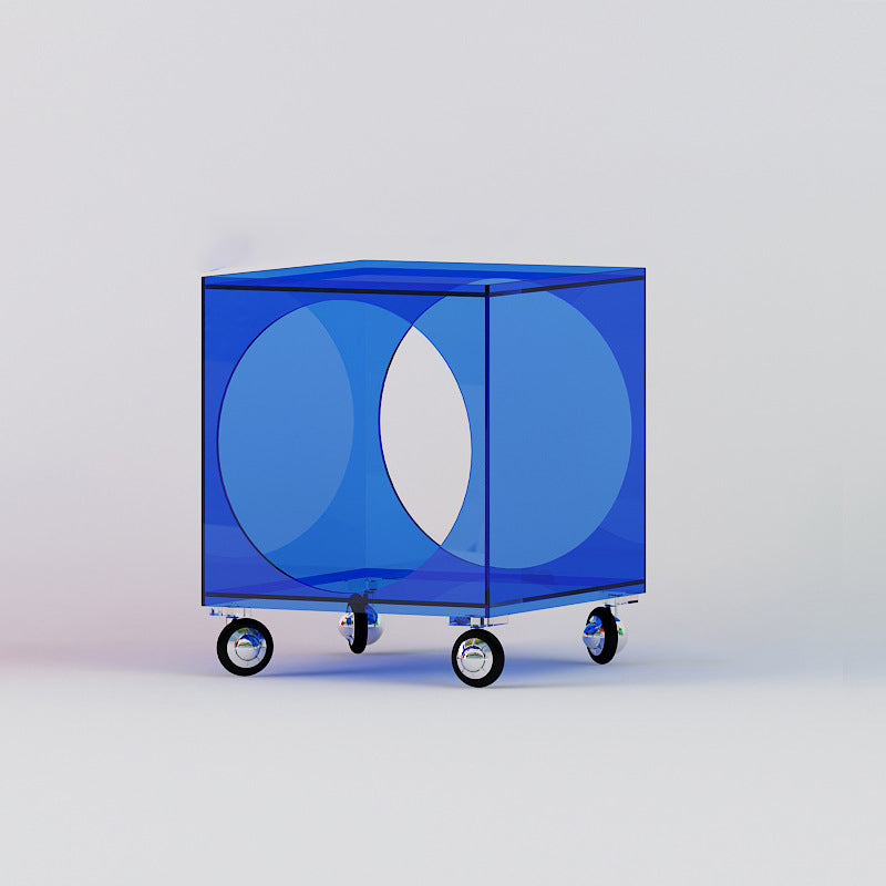 Square Acrylic Side Table 13.78" W x 13.78" H End Table with Storage