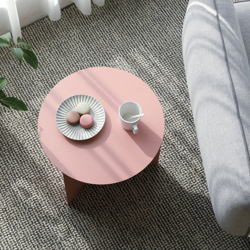 Contemporary Metallic Round Side Table Pedestal Living Room End Table