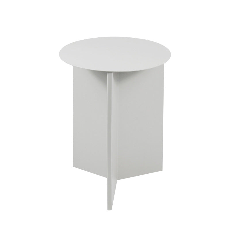 Contemporary Metallic Round Side Table Pedestal Living Room End Table