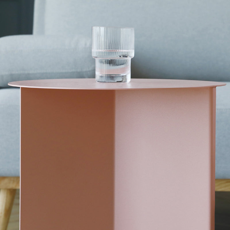 Contemporary Metallic Round Side Table Pedestal Living Room End Table