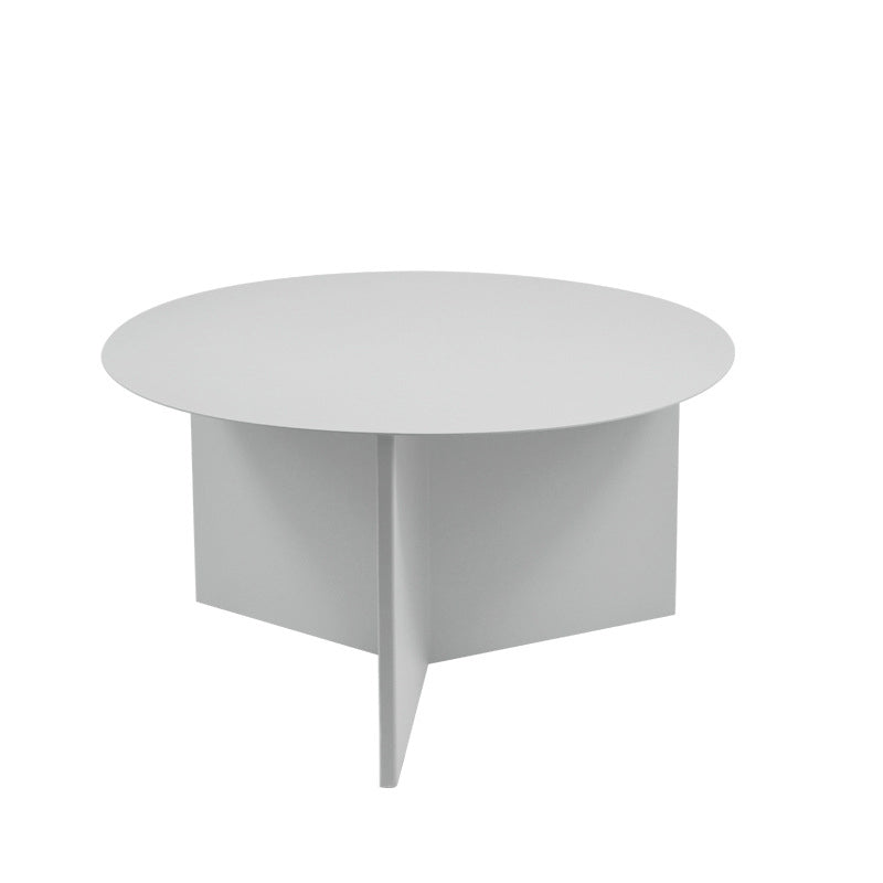 Contemporary Metallic Round Side Table Pedestal Living Room End Table