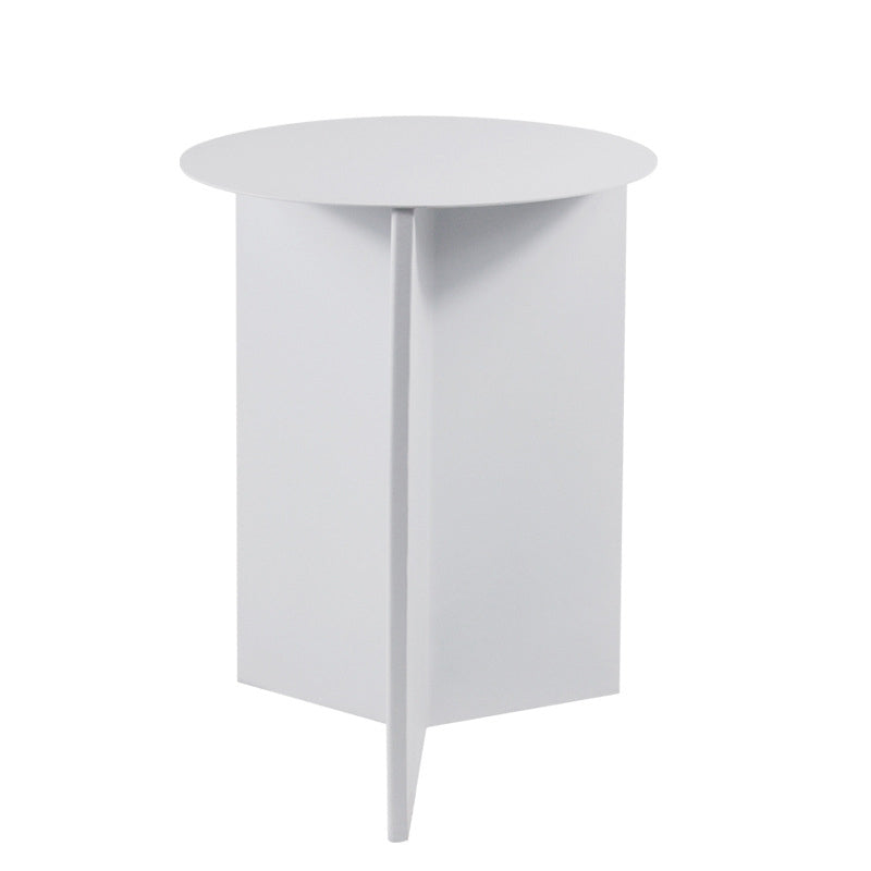 Contemporary Metallic Round Side Table Pedestal Living Room End Table