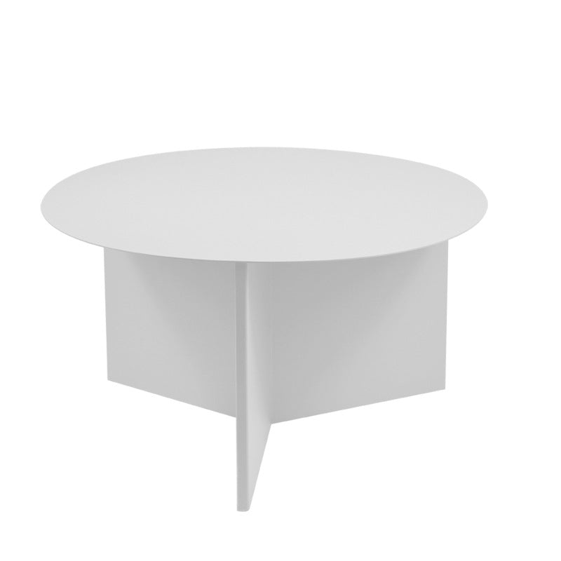 Contemporary Metallic Round Side Table Pedestal Living Room End Table