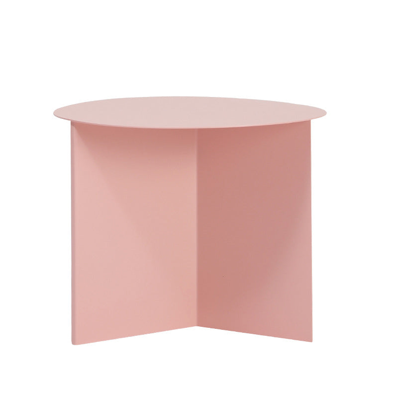 Contemporary Metallic Round Side Table Pedestal Living Room End Table