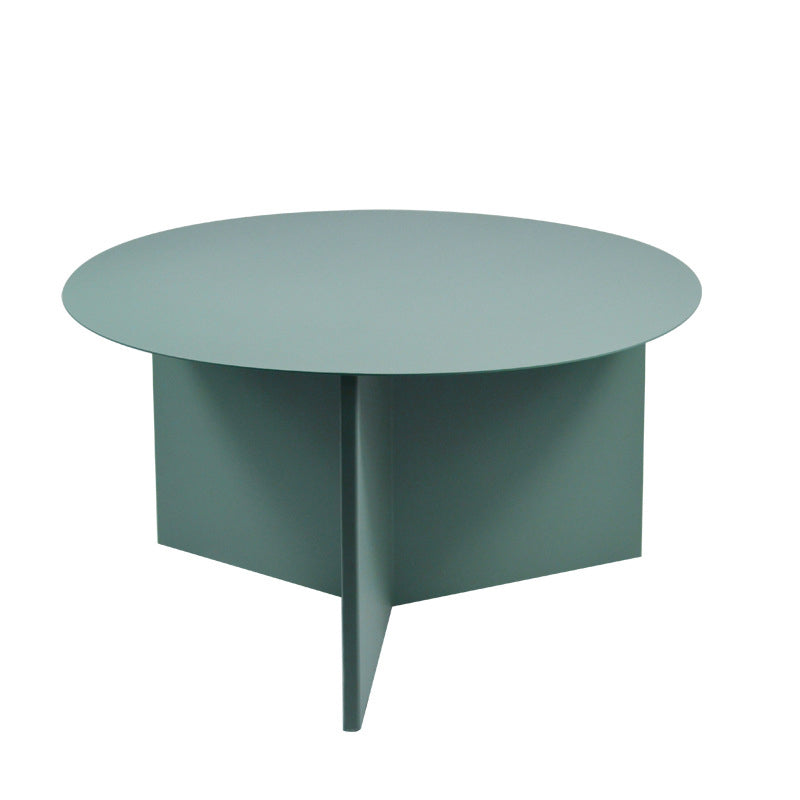 Contemporary Metallic Round Side Table Pedestal Living Room End Table