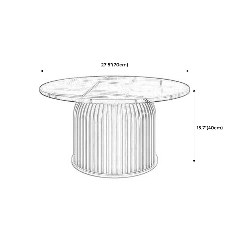 Modern Slate Solid Coffee Table Iron Round Cocktail Table in White/Black