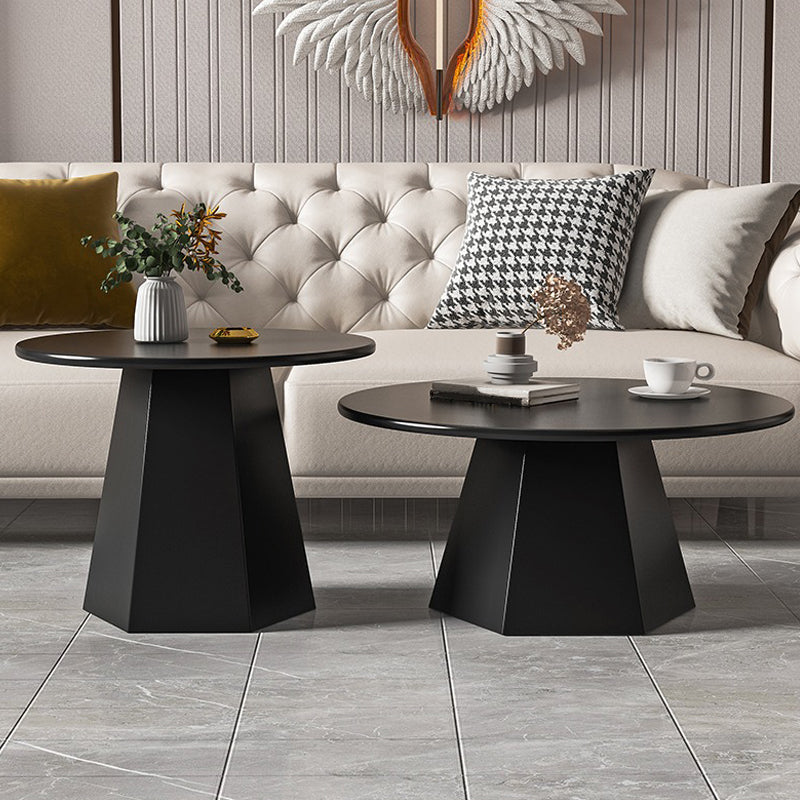 Modern Black/White Coffee Table Pedestal Marble Cocktail Table  for Room