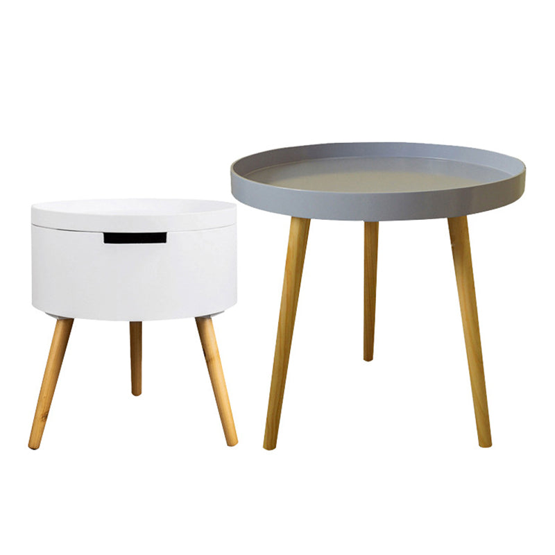 3 Legs 2 Round Coffee Table Contemporary Wood Coffee Table Set