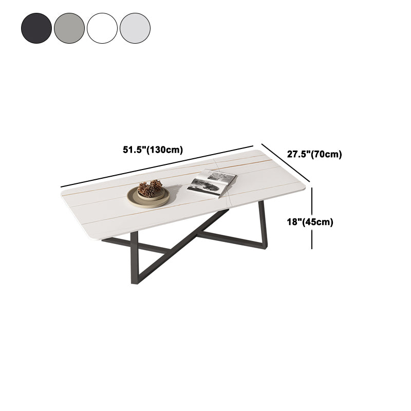 Contemporary Rectangular Coffee Table Trestle Marble Cocktail Table