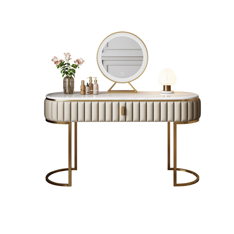 Bedroom Glam Metallic Cream Standing Vanity Dressing Table Set
