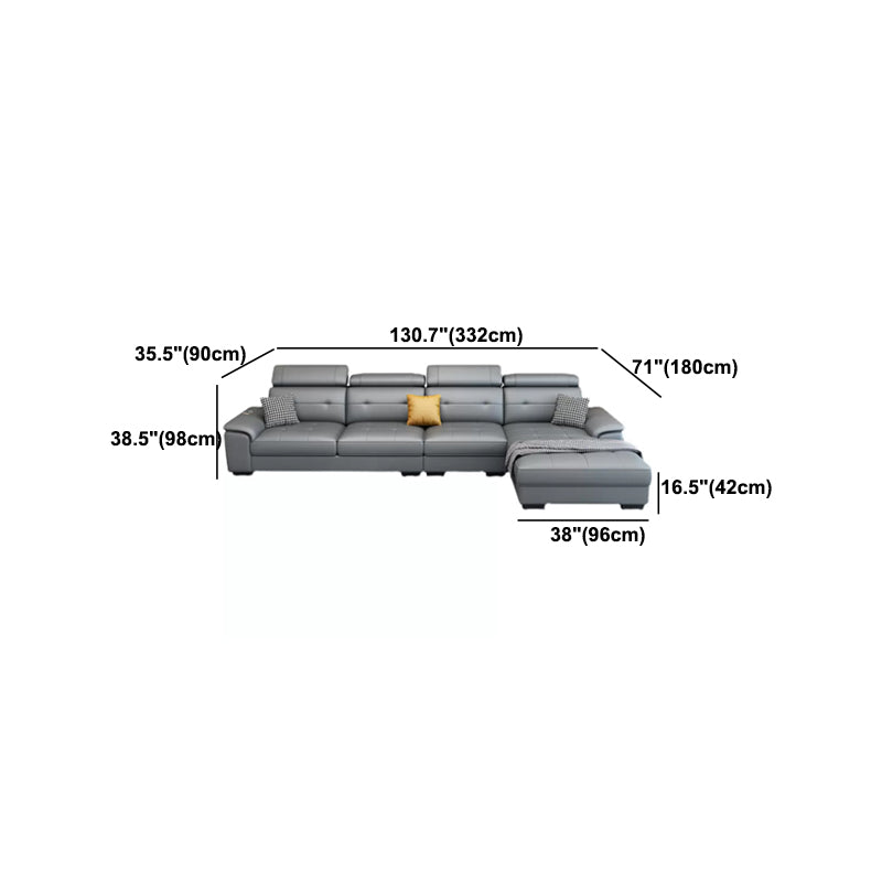 Scandinavian Faux Leather Sectional/sofa with Pillow Top Arm