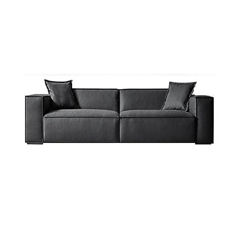 Stain Resistant Stationary Faux Leather Living Room Square Arm Settee