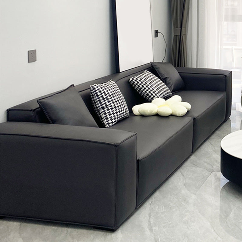 Stain Resistant Stationary Faux Leather Living Room Square Arm Settee