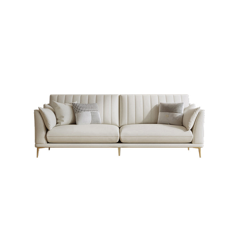 Stationary White Stain Resistant Living Room Pillow Top Arm Standard Settee