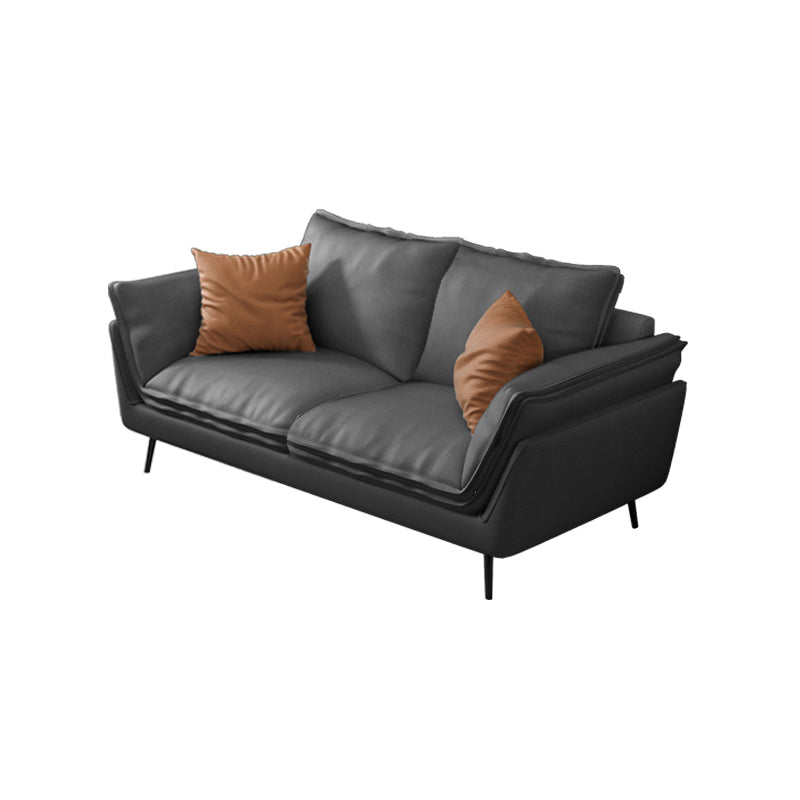 Contemporary Cushions Standard Recessed Arm Living Room Faux Leather Sofa