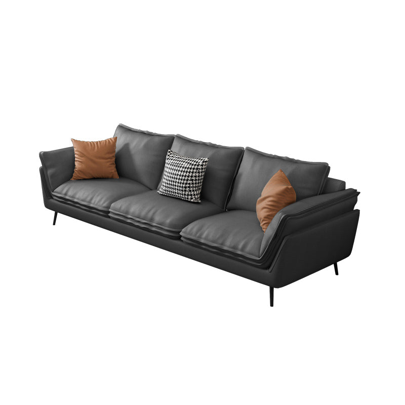Contemporary Cushions Standard Recessed Arm Living Room Faux Leather Sofa