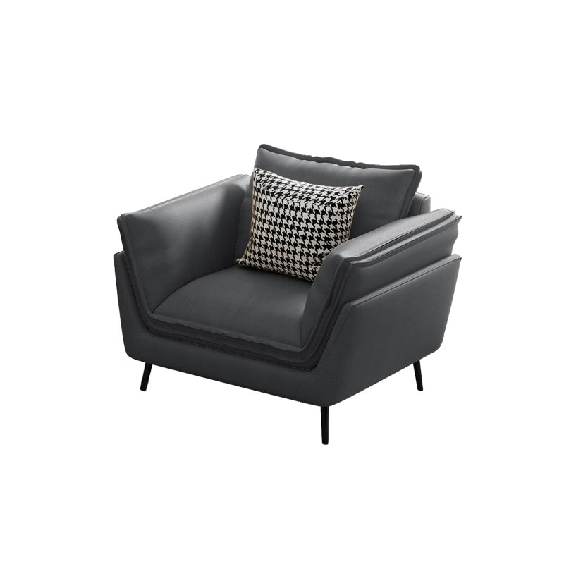 Contemporary Cushions Standard Recessed Arm Living Room Faux Leather Sofa