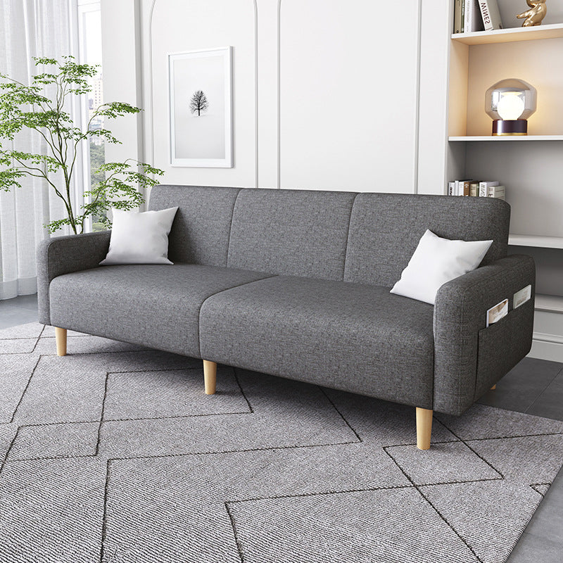 Contemporary Square Arm Sofa Couch Faux Leather/Linen Settee Couch
