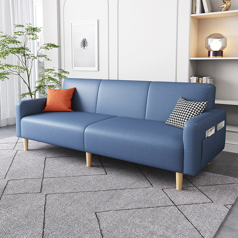 Contemporary Square Arm Sofa Couch Faux Leather/Linen Settee Couch