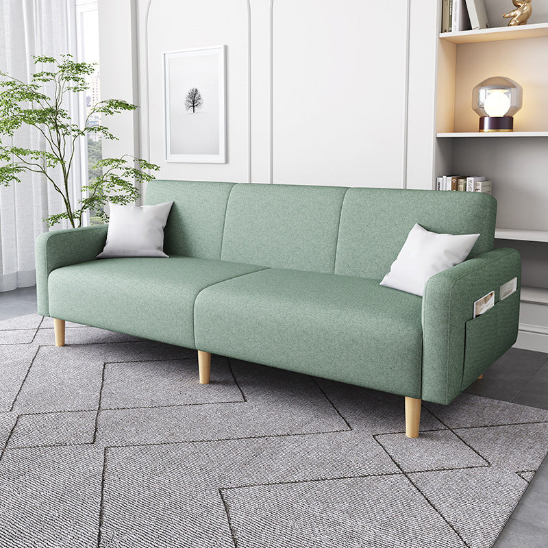 Contemporary Square Arm Sofa Couch Faux Leather/Linen Settee Couch
