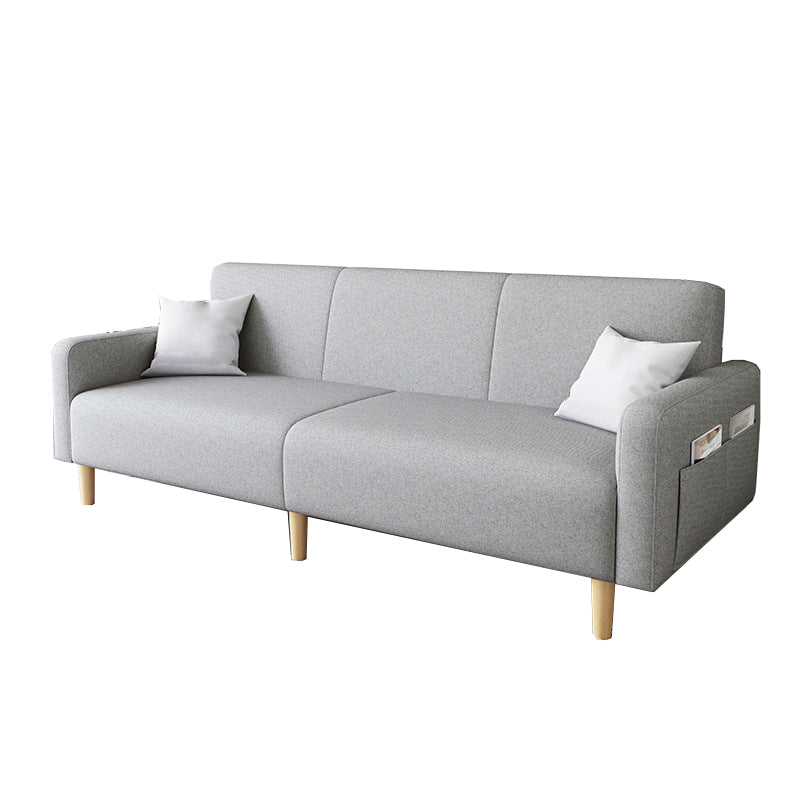 Contemporary Square Arm Sofa Couch Faux Leather/Linen Settee Couch