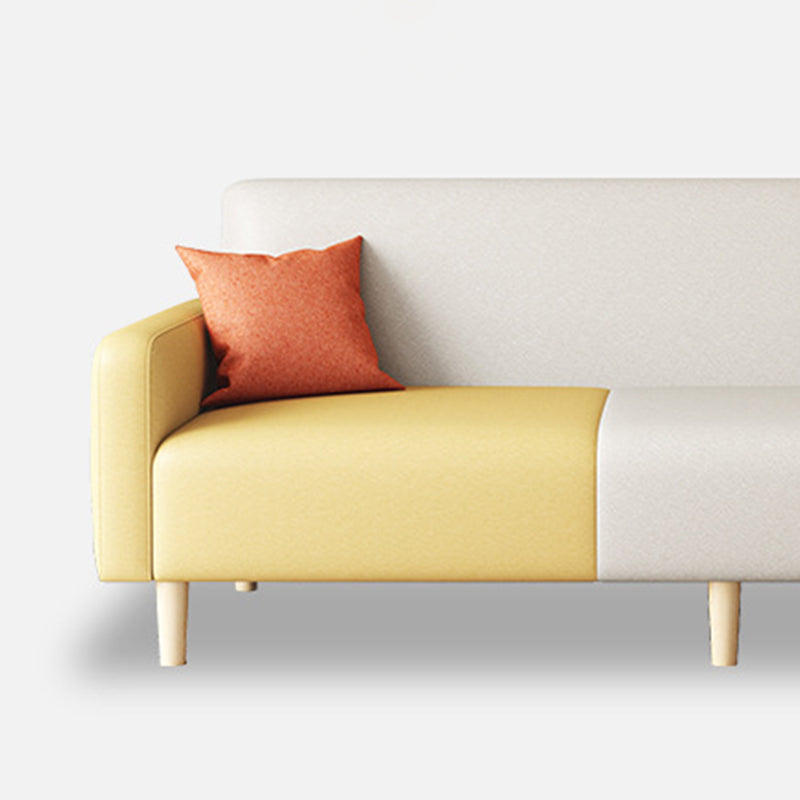Contemporary Square Arm Sofa Couch Faux Leather/Linen Settee Couch