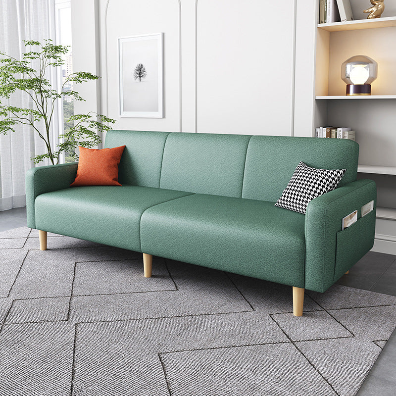 Contemporary Square Arm Sofa Couch Faux Leather/Linen Settee Couch