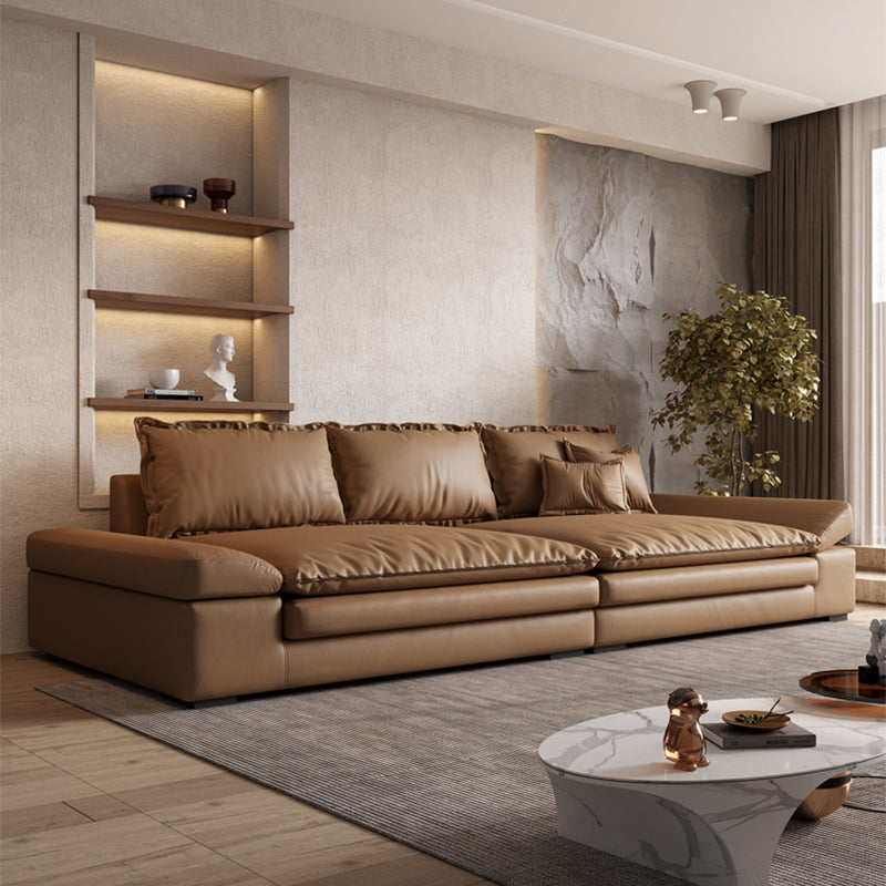 Contemporary Dark Brown Cushions Standard Square Arm Seating