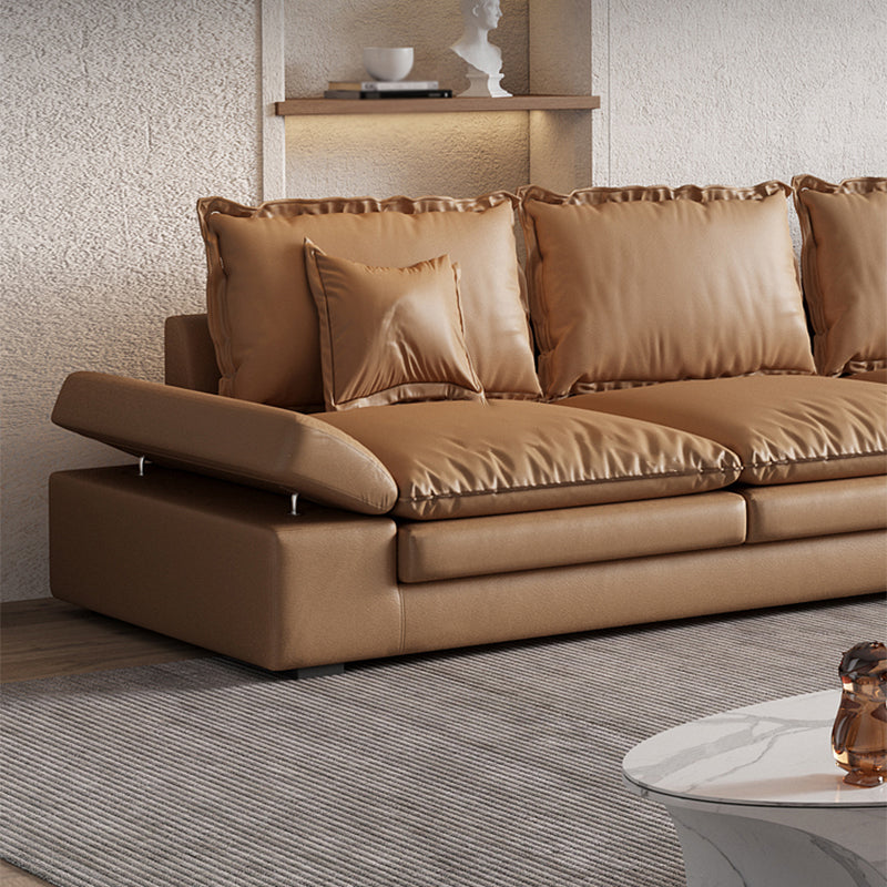 Contemporary Dark Brown Cushions Standard Square Arm Seating