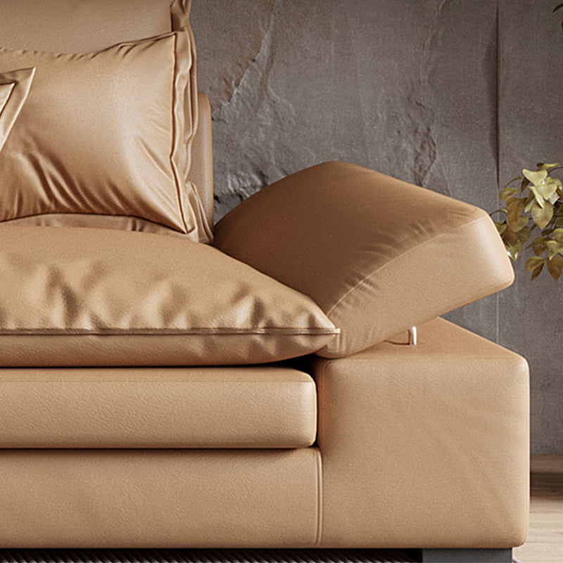 Contemporary Dark Brown Cushions Standard Square Arm Seating