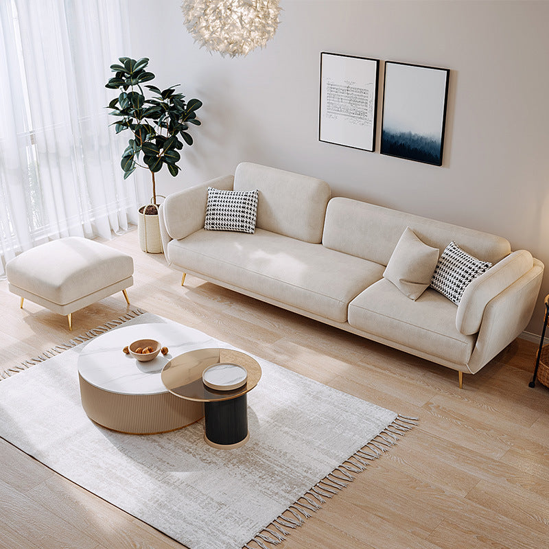Contemporary Square Arm Sofa Couch Standard Velvet Settee Couch