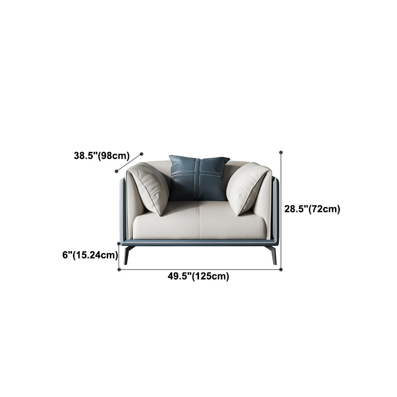 Genuine Leather Pillow Top Arm Sectional Sofa 28.35"High Cushion Back Sofa for Living Room