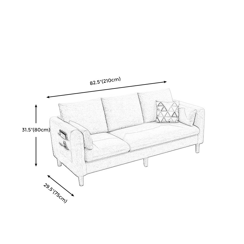 Contemporary Standard Faux Leather and Cotton Blend Settee Couch with Pillows