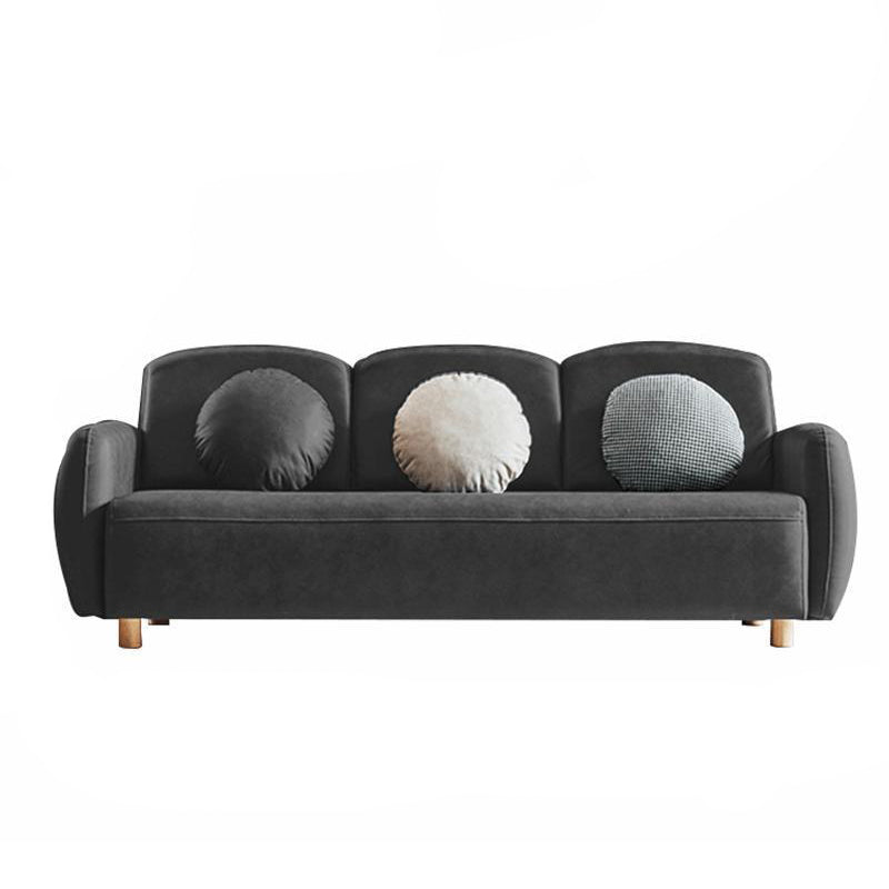 Velvet and Faux Leather Sofa Couch Sewn Pillow Back Settee Couch