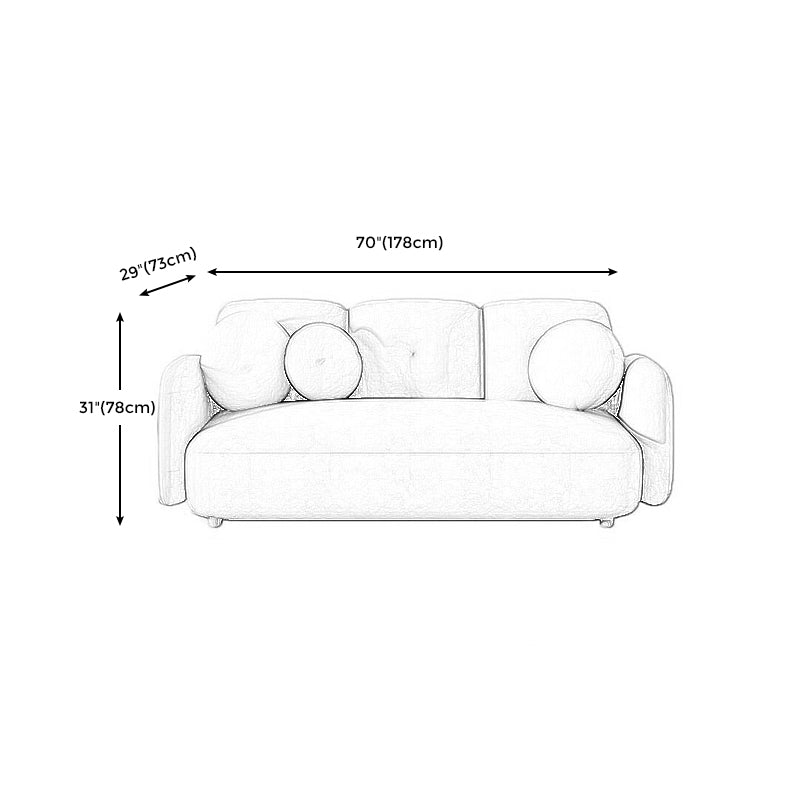 Velvet and Faux Leather Sofa Couch Sewn Pillow Back Settee Couch